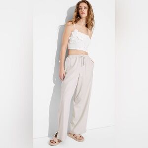 Women's Wide Fable Pull-On Linen Pants Relaxed Fit Size M